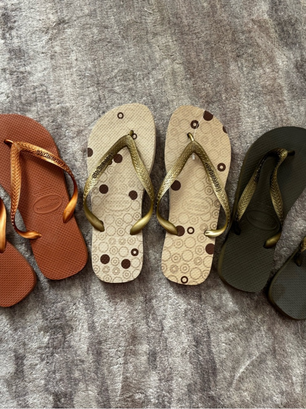 Havaianas Flip Flop Bundle 3 Pairs Size 41/42 Metallic Neutral Colors NEW